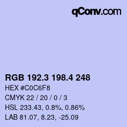 カラーコード: RGB 192.3 198.4 248 | qconv.com
