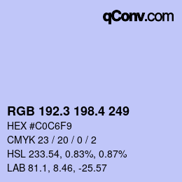 カラーコード: RGB 192.3 198.4 249 | qconv.com