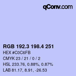 カラーコード: RGB 192.3 198.4 251 | qconv.com