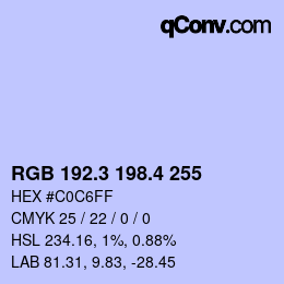 カラーコード: RGB 192.3 198.4 255 | qconv.com