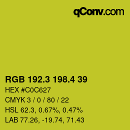 カラーコード: RGB 192.3 198.4 39 | qconv.com