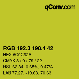 カラーコード: RGB 192.3 198.4 42 | qconv.com