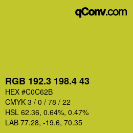 カラーコード: RGB 192.3 198.4 43 | qconv.com