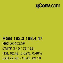 カラーコード: RGB 192.3 198.4 47 | qconv.com