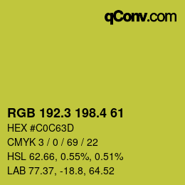カラーコード: RGB 192.3 198.4 61 | qconv.com