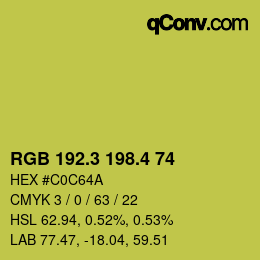 カラーコード: RGB 192.3 198.4 74 | qconv.com