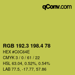 カラーコード: RGB 192.3 198.4 78 | qconv.com