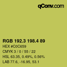 カラーコード: RGB 192.3 198.4 89 | qconv.com