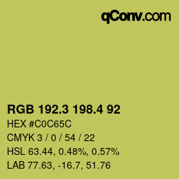カラーコード: RGB 192.3 198.4 92 | qconv.com