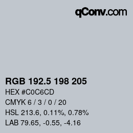 Color code: RGB 192.5 198 205 | qconv.com