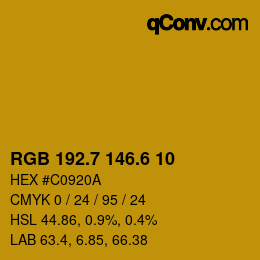 カラーコード: RGB 192.7 146.6 10 | qconv.com