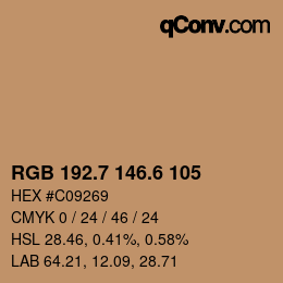 カラーコード: RGB 192.7 146.6 105 | qconv.com
