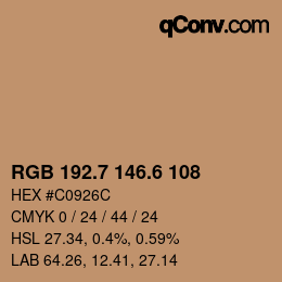 カラーコード: RGB 192.7 146.6 108 | qconv.com