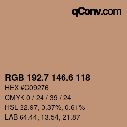 カラーコード: RGB 192.7 146.6 118 | qconv.com