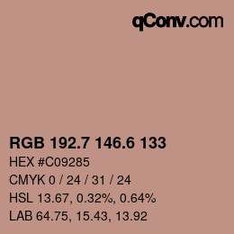 カラーコード: RGB 192.7 146.6 133 | qconv.com