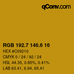 カラーコード: RGB 192.7 146.6 16 | qconv.com