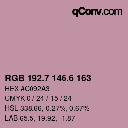 カラーコード: RGB 192.7 146.6 163 | qconv.com