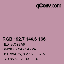 カラーコード: RGB 192.7 146.6 166 | qconv.com