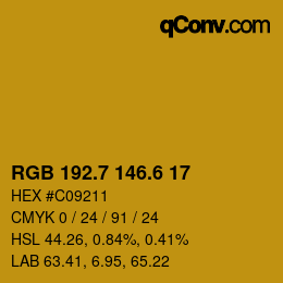 カラーコード: RGB 192.7 146.6 17 | qconv.com