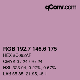 カラーコード: RGB 192.7 146.6 175 | qconv.com