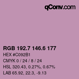 カラーコード: RGB 192.7 146.6 177 | qconv.com