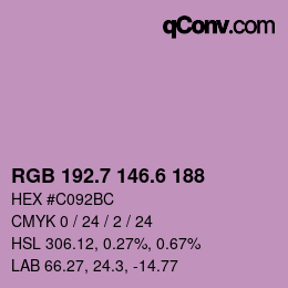 カラーコード: RGB 192.7 146.6 188 | qconv.com