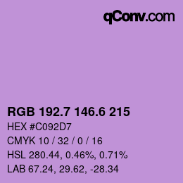 カラーコード: RGB 192.7 146.6 215 | qconv.com