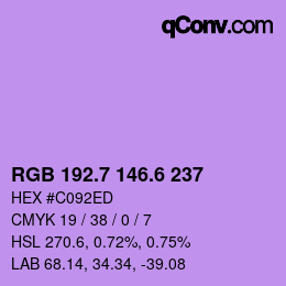 カラーコード: RGB 192.7 146.6 237 | qconv.com