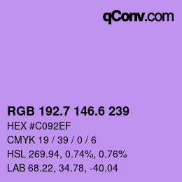 カラーコード: RGB 192.7 146.6 239 | qconv.com