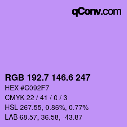 カラーコード: RGB 192.7 146.6 247 | qconv.com