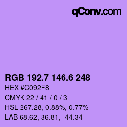 カラーコード: RGB 192.7 146.6 248 | qconv.com