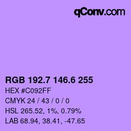 カラーコード: RGB 192.7 146.6 255 | qconv.com
