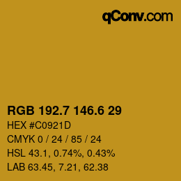 カラーコード: RGB 192.7 146.6 29 | qconv.com