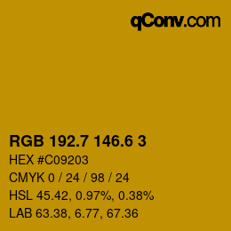 カラーコード: RGB 192.7 146.6 3 | qconv.com