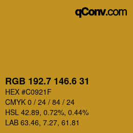 カラーコード: RGB 192.7 146.6 31 | qconv.com