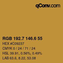 カラーコード: RGB 192.7 146.6 55 | qconv.com