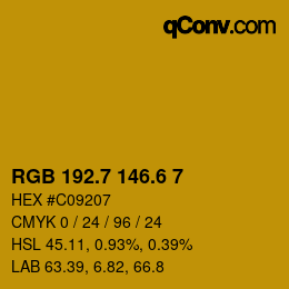カラーコード: RGB 192.7 146.6 7 | qconv.com
