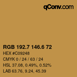 カラーコード: RGB 192.7 146.6 72 | qconv.com