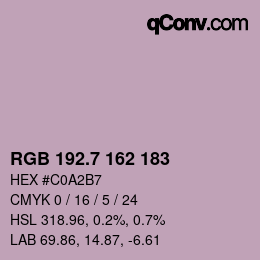 カラーコード: RGB 192.7 162 183 | qconv.com