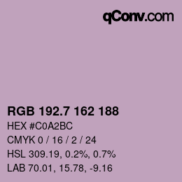 カラーコード: RGB 192.7 162 188 | qconv.com