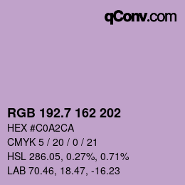 カラーコード: RGB 192.7 162 202 | qconv.com