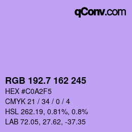 カラーコード: RGB 192.7 162 245 | qconv.com