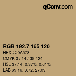 カラーコード: RGB 192.7 165 120 | qconv.com