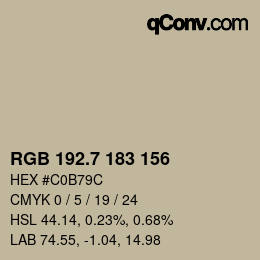 カラーコード: RGB 192.7 183 156 | qconv.com