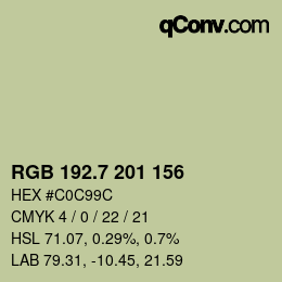カラーコード: RGB 192.7 201 156 | qconv.com