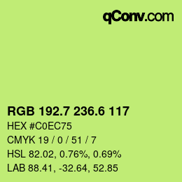 カラーコード: RGB 192.7 236.6 117 | qconv.com