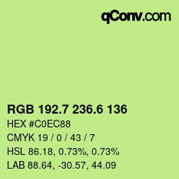 カラーコード: RGB 192.7 236.6 136 | qconv.com