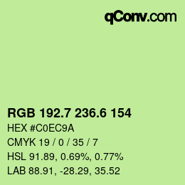 カラーコード: RGB 192.7 236.6 154 | qconv.com
