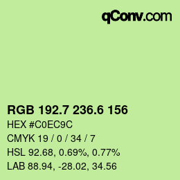 カラーコード: RGB 192.7 236.6 156 | qconv.com