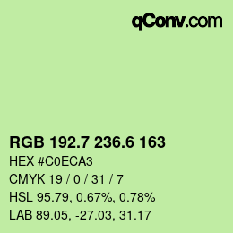 カラーコード: RGB 192.7 236.6 163 | qconv.com